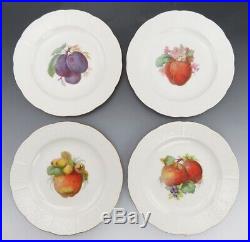 12 Antique c1890 KPM German Porcelain Hand Painted Fruit Lunch Plates Victorian