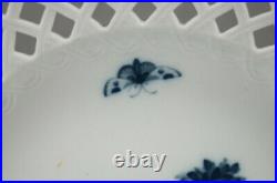 18th Century KPM Berlin Hand Painted Blue Butterfly & Floral Reticulated Plate