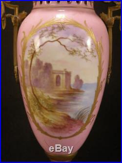 19 c Sevres French Bronze HAND PAINTED Porcelain Portrait KPM Urn Vase Gilt Lamp