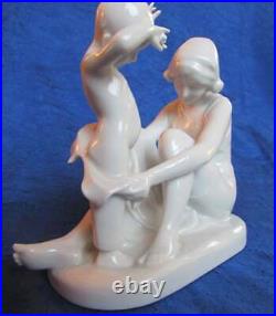 1914 KPM Berlin Paul Schley mother son Antique German porcelain statue figure