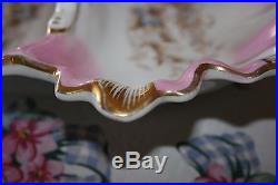 19TH C Antique KPM Sceptre Mark Pink/Gold Porcelain Divided Lobster Bowl MINT