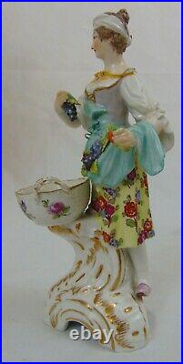 19th C Antique German KPM Porcelain Figurine Woman Salt Cellar Museum Tag