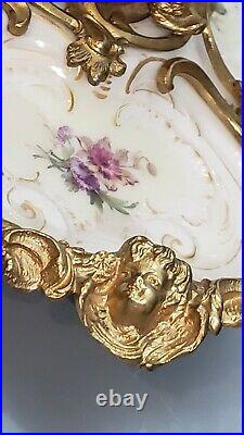 19th C Louis XVI Gilt-Bronze/ORMOLU Royal Porcelain KPM Inkwell EAGLE FINIAL