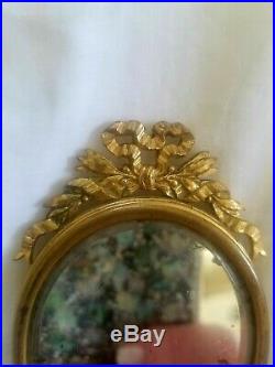 19th C. Miniature KPM German Porcelain Plaque in Brass Hand Mirror