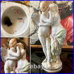 19th Century Antique German KPM Berlin Porcelain Figurine CUPID ANGEL KISSING