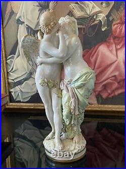 19th Century Antique German KPM Berlin Porcelain Figurine CUPID ANGEL KISSING