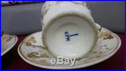 19th Century KPM Germany Porcelain Large Cup and Saucer decorated gold gilt 4p