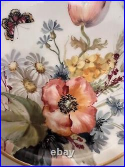 19th Century KPM Hand Painted Rococo Cabinet Plate Gold Flowers Butterfly 10 3/8