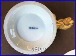 2 KPM Porcelain Cups/Saucers withportraits and monograms, gold hand painted detail