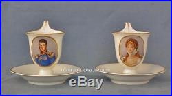 2 Napoleonic KPM Porcelain Cups Portrait Friedrich Wilhelm III & Queen Louise