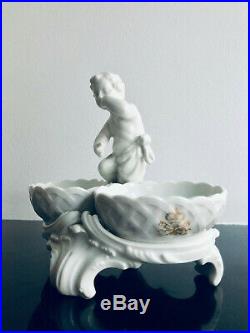3 Antique 1835 KPM Berlin Porcelain Figural Spice / Salt Dishes with Royal Crown