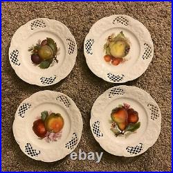 4 Antique KPM Porcelain Hand Painted Reticulated Fruit Salad Plates 9