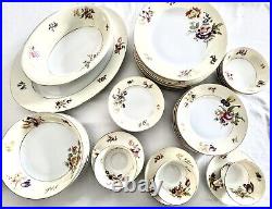 41 pc Set KPM Vintage Antique Cream & White Floral Pattern Plates Bowls cups
