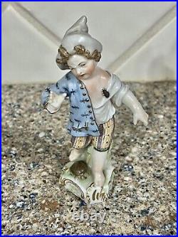 ANTIQUE 19Th CENTURY KPM GERMAN PORCELAIN BOY WITH TURTLE & INSECT