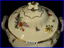 ANTIQUE BERLIN KPM PORCELAIN OVAL COVERED TUREEN with GOLD TRIM