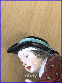ANTIQUE EARLY 19THC BERLIN KPM PORCELAIN GROUP, BOY & GIRL WITH HURDY GURDY c1830