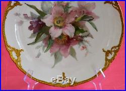 ANTIQUE KPM OLD MARK RED ORB HAND PAINTED With ENAMEL FLORAL CABINET PLATE