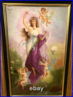Angel And Cherubs Porcelain Wall Plaque Hand Painted Kpm Style