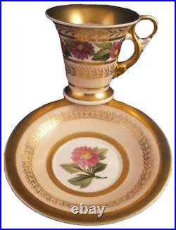 Antique 1820s KPM Berlin Porcelain Dolphin Handle Cup & Saucer Porzellan Tasse