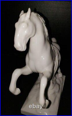 Antique 18th Century RARE KPM Royal Porcelain White Rearing Standing Horse