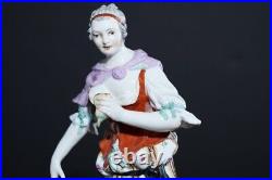 Antique 18th KPM Berlin Porcelain Woman Figure with Pear in Hand Marked
