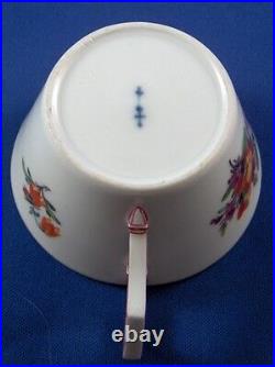 Antique 18thC KPM Berlin Porcelain Polychrome Floral Cup Saucer Porzellan Tasse