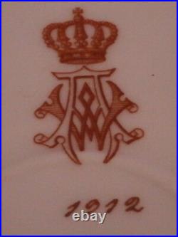 Antique 1912 KPM Berlin Porcelain Plate Royalty Monogram Porzellan Teller Kaiser