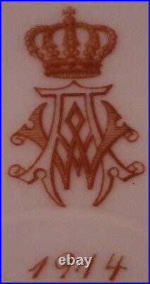 Antique 1914 KPM Berlin Porcelain Plate Royalty Monogram Porzellan Teller King