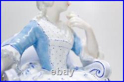 Antique 19th C KPM Germany Hand Painted Porcelain Sitting Lady Figurine