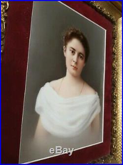 Antique 19th Century German KPM Porcelain Painting Plaque Woman