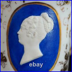 Antique 19th Century Kpm Berlin Porcelain Cup & Saucer Lady Portrait Medalion