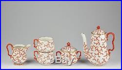 Antique 19th century Berlin KPM Porcelain tea set tête-à-tête, coral decor