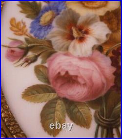 Antique 19thC French Porcelain Floral Scene Plaque Scenic Porzellan Bild Flowers