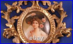 Antique 19thC Hutschenreuther Porcelain Lady Portrait Plaque Porzellan Bild