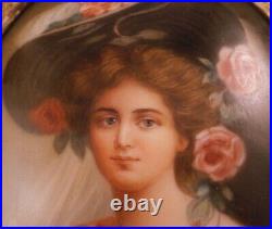 Antique 19thC Hutschenreuther Porcelain Lady Portrait Plaque Porzellan Bild