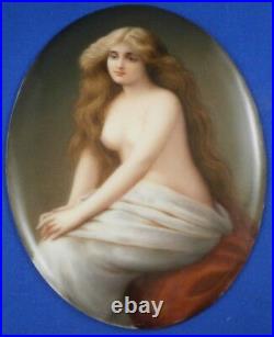 Antique 19thC Hutschenreuther Porcelain Semi Nude Lady Portrait Plaque Porzellan
