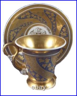 Antique 19thC KPM Berlin Porcelain Dolphin Handle Cup & Saucer Porzellan Tasse