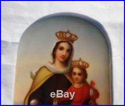 Antique-19thc-KPM-style-hand-painted-porcelain-plaque-Religious- Virgin