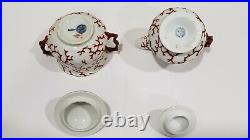 Antique Berlin KPM Porcelain Coral Pattern Tea Set, No Teapot
