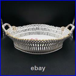 Antique Berlin KPM Porcelain Reticulated Fruit Pastry Bowl Basket