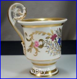Antique Berlin Porcelain Floral Cup & Saucer 50712