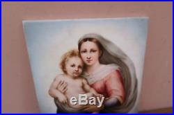 Antique Berlin Porcelain KPM 7.5 x 10 Rectangular Plaque of Madonna & Child