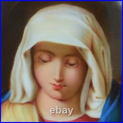 Antique C19th HAND PAINTED Porcelain Plaque Virgin Mary Dresden KPM Style c1880