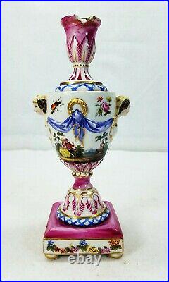 Antique Capodimonte Porcelain Urn Candlestick KPM Mark