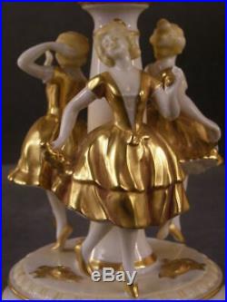 Antique Dancing Girls Volkstedt German Porcelain CenterPiece Compote Figure Kpm