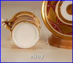 Antique Empire French porcelain Cabinet cup saucer 24K gold Directoire pre 1800