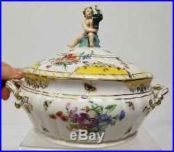 Antique Fine KPM Porcelain Covered Dish Gilt Floral Scepter Mark Tureen
