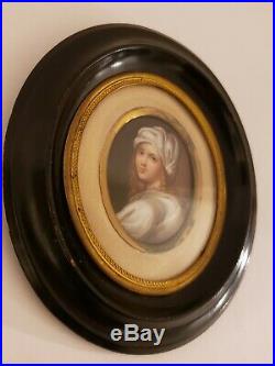 Antique Framed 19th C. Victorian Oval Portrait KPM Hand Painted Porcelain Plaque
