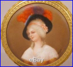 Antique GILT BRONZE BOX Beautiful Lady Painting On Porcelain WAGNER KPM