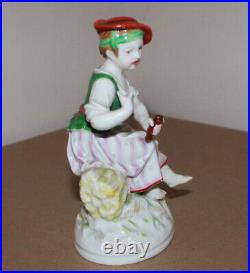 Antique German Berlin KPM Porcelain Figurine Woman on Wheat w Broken Sickle 6.2